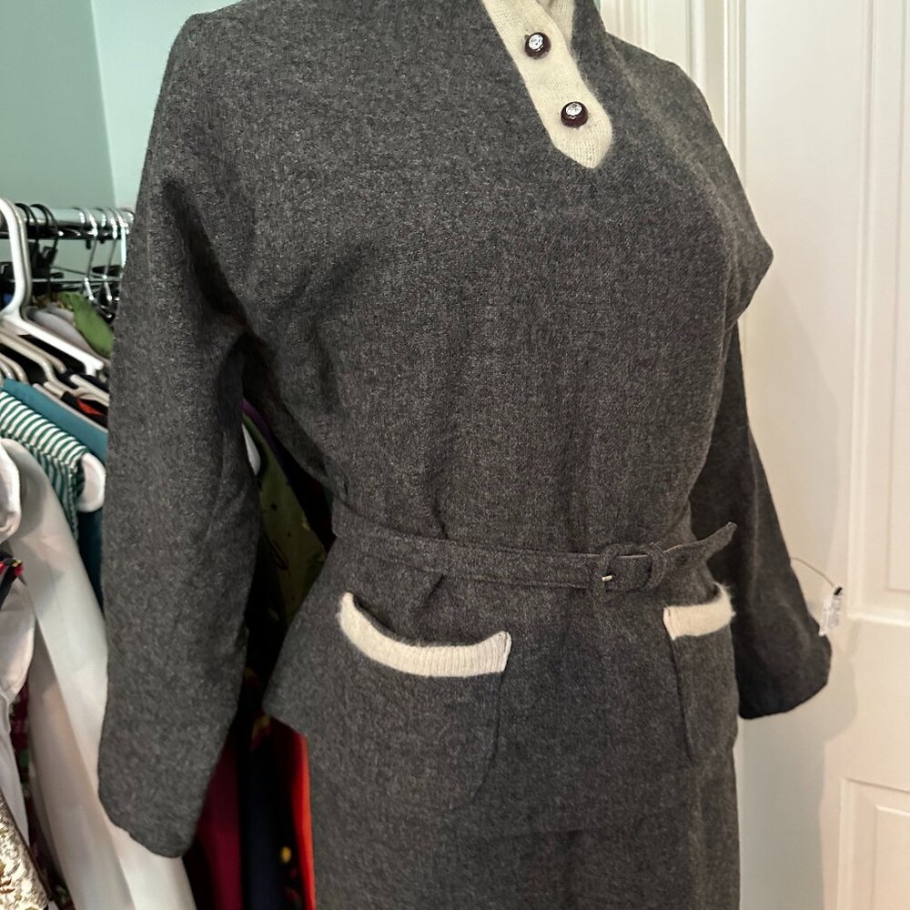 Vintage 1950s Wool Skirt and Top Set